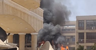 ماس كهربائى يتسبب فى حريق كشك تذاكر كلية الأسنان بجامعة طنطا