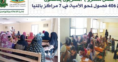 فتح 406 فصول محو أمية فى 7 مراكز بالمنيا ضمن مشروع "المصريون يتعلمون"