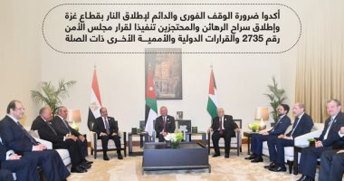 قادة مصر والأردن وفلسطين يؤكدون ضرورة إنهاء الاحتلال الإسرائيلى.. إنفوجراف