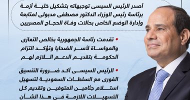 الرئيس السيسى يوجه بتشكيل خلية أزمة لمتابعة وفاة الحجاج المصريين.. إنفوجراف