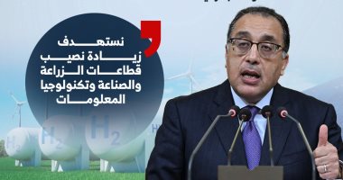 مدبولى: نستهدف تحويل مصر لمركز عالمى للوجيستيات والتجارة.. إنفوجراف