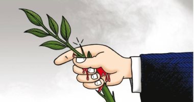 غصن الزيتون يعتصر دما فى كاريكاتير أردني
