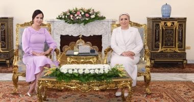السيدة انتصار السيسى ترحب بقرينة الرئيس الصربى فى زيارتها لمصر.. صور