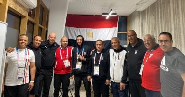 البعثة المصرية تحتفل ببرونزية محمد السيد داخل القرية الأولمبية فى باريس