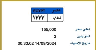 طرح لوحة مميزة حديثة تحمل رقم "د هـ ب- 1777" بالمزاد .. اعرف سعرها  