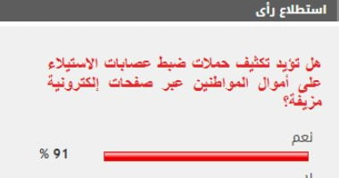 %91 من القراء يؤيدون تكثيف حملات ضبط عصابات الصفحات الإلكترونية المزيفة
