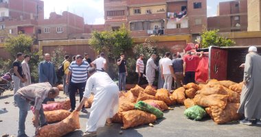 انقلاب سيارة نقل محملة بالبطاطس بطريق القاهرة - الإسكندرية الزراعى بطوخ