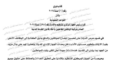 القواعد التنفيذية لقرار ترقية الموظفين بالجهاز الإداري للدولة