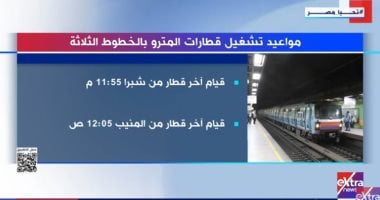 "اكسترا نيوز" تعرض تقريرا عن مواعيد تشغيل مترو الأنفاق بالتوقيت الشتوى