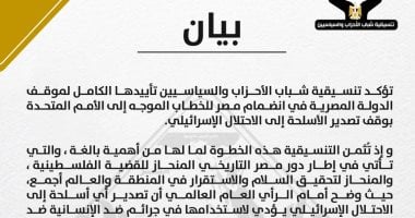 التنسيقية تعلن تأييدها الكامل لموقف الدولة المصرية فى انضمامها لخطاب الأمم المتحدة