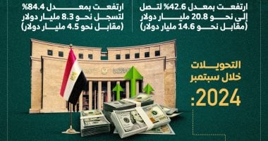 قفزة كبيرة.. 20.8 مليار دولار تحويلات المصريين بالخارج أول 9 أشهر بـ2024.. إنفوجراف