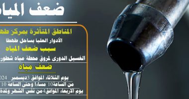  ضعف المياه بمركز طهطا فى سوهاج لأعمال غسيل محطة شطورة المرشحة