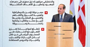 الرئيس السيسى: العلاقات بين مصر والدنمارك قوية وشهدت تطورا ملحوظا.. إنفوجراف