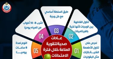 5 عادات صحية لتقوية المناعة خلال فترة الامتحانات.. تعرف عليها