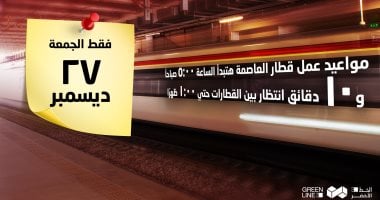 مواعيد قطار العاصمة غدا