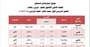 جداول امتحانات الفصل الدراسى الأول بمدارس إدارة جنوب الجيزة التعليمية