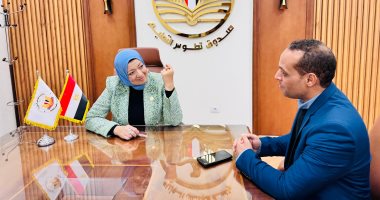 أمين صندوق تطوير التعليم تكشف تفاصيل إنشاء جامعة الغذاء الدكتورة رشا سعد الأمين العام لصندوق تطوير التعليم والزميل محمود طه حسين