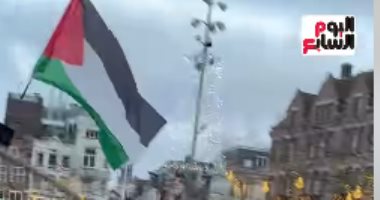 مصري يستعرض جرائم الاحتلال من قلب دام سكوير بأمستردام "فيديو" أعلام فلسطين بالعاصمة الهولندية