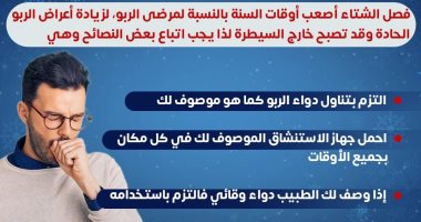 وزارة الصحة توجة رسالة لمرضى الربو في فصل الشتاء.. إنفو جراف انفوجراف