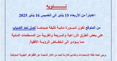 محافظة دمياط تحذر من شبورة كثيفة غدا تصل إلى الضباب