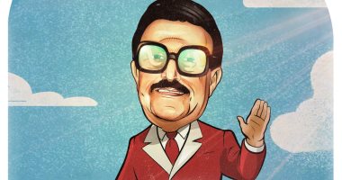 نجم الكوميديا.. كاريكاتير "اليوم السابع" يحتفى بذكرى ميلاد الفنان سمير غانم