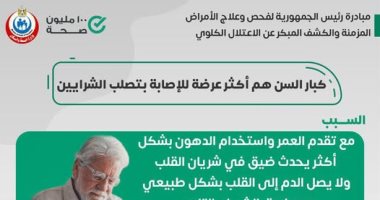 كبار السن الأكثر عرضة للإصابة بتصلب الشرايين.. اعرف الأسباب وزراة الصحة