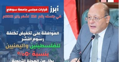 جامعة سوهاج توافق على تخفيض تكلفة رسوم النشر للفلسطينين واليمنيين