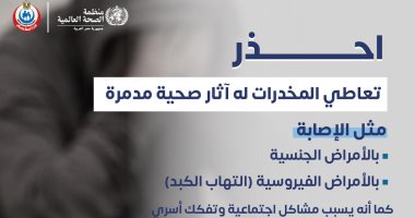 وزارة الصحة تحذر من تعاطى المخدرات.. إنفوجراف