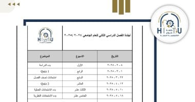 جامعة حلوان التكنولوجية الدولية تعلن أجندة الفصل الدراسي الثاني