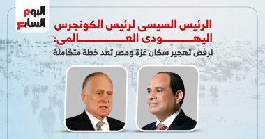 الرئيس السيسى لرئيس الكونجرس اليهودى العالمى: نرفض تهجير سكان غزة ومصر تعد خطة متكاملة (إنفوجراف)