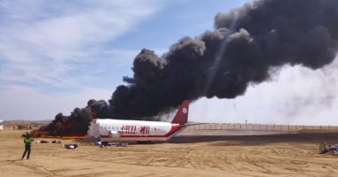 تجربة حية من مطار مرسى علم الدولى لحرائق الطائرات أثناء هبوطها.. فيديو