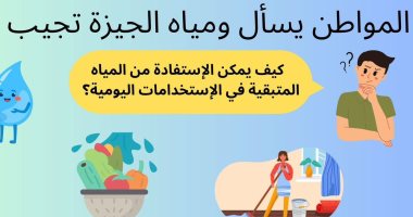 تستهدف تعزيز ثقافة الوعى المائى.. حملة بعنوان "المواطن يسأل ومياه الجيزة تجيب" كيف يمكن الاستفادة من المياه المتبقية في الاستخدامات اليومية؟