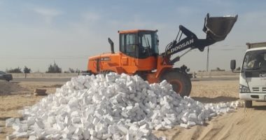 إزالة 6 حالات تعد بالبناء المخالف على أملاك الدولة فى القنطرة شرق بالإسماعيلية