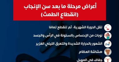 وزارة الصحة توضح أعراض مرحلة ما بعد سن الإنجاب.. انفوجراف