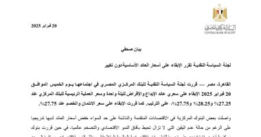 شاهد تفاصيل قرار البنك المركزى بتثبيت سعر الفائدة بأول اجتماع للجنة السياسة النقدية