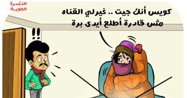 ردود أفعال المواطنين على انخفاض درجات الحرارة فى كاريكاتير "اليوم السابع"
