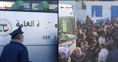 لحظة وصول الأسرى الفلسطينيين إلى مجمع ناصر بعد إطلاق سراحهم من سجون الاحتلال