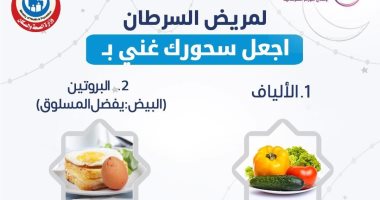 وزارة الصحة توجه رسائل هامة لمرضى السرطان حول السحور الصحى لمرضى السرطان حول السحور الصحى