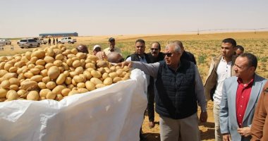 محافظ الوادى الجديد يتفقد مشروعا زراعيا على مساحة 13 ألف فدان بأبو منقار جانب من تفقد المحافظ