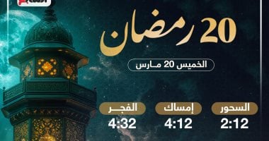 موعد الإفطار وعدد ساعات الصيام فى اليوم الـ20 من شهر رمضان 2025