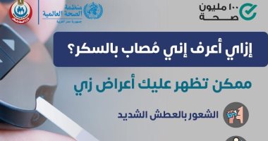 كيف تعرف أنك مريض مصاب بالسكر؟.. وزارة الصحة تجيب كيف تعرف أنك مريض مصاب بالسكر