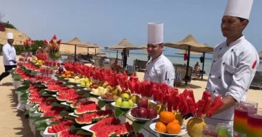 مهرجان البطيخ يجذب السياح.. مذاق الصيف على شواطئ مرسى علم مهرجان البطيخ من شواطىء مرسى علم