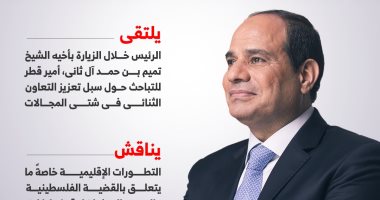 الرئيس السيسى يبدأ اليوم جولة خليجية تشمل قطر والكويت (إنفوجراف)