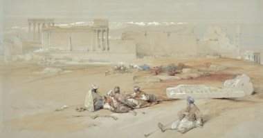 لم يحدد سعرها.. عرض لوحة آثار بعلبك لـ ديفيد روبرتس فى مزاد عالمى لوحة آثار بعلبك
