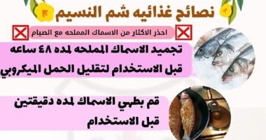 معهد التغذية يوجه نصائح هامة حول تناول الفسيخ والرنجة باحتفالات شم النسيم نصائح غذائية في شم النسيم
