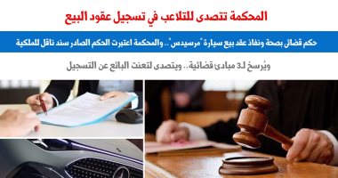 حكم قضائى بصحة ونفاذ عقد بيع سيارة "مرسيدس" وتعتبره "سند ملكية".. برلماني 