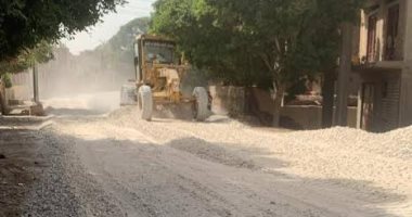 رصف طريق جسر طراد النيل بقريتى الوعاضلة والكردى فى أسيوط