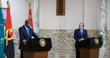 الرئيس السيسى يؤكد ضرورة الحفاظ على المواقف الأفريقية الموحدة السيد الرئيس عبد الفتاح السيسي ونظيره الانجولى