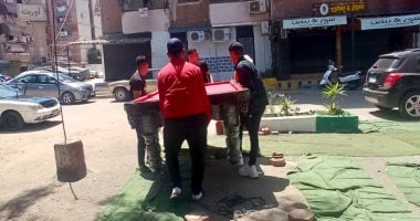إزالة إشغالات وتشميع محال خردة وفرز قمامة بزهور بورسعيد.. صور إزالة اشغالات بالزهور
