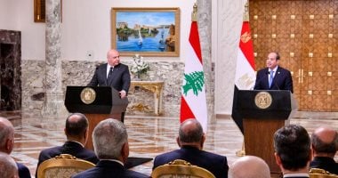 الرئيس السيسى عقب مباحثاته مع نظيره اللبنانى: مصر تواصل مساعيها لدفع إسرائيل نحو انسحاب فورى وغير مشروط من كامل الأراضى اللبنانية.. نؤكد رفضنا محاولات تهجير للفلسطينيين.. ونشدد على دعمنا الكامل للشعب السورى الرئيس عبد الفتاح السيسى